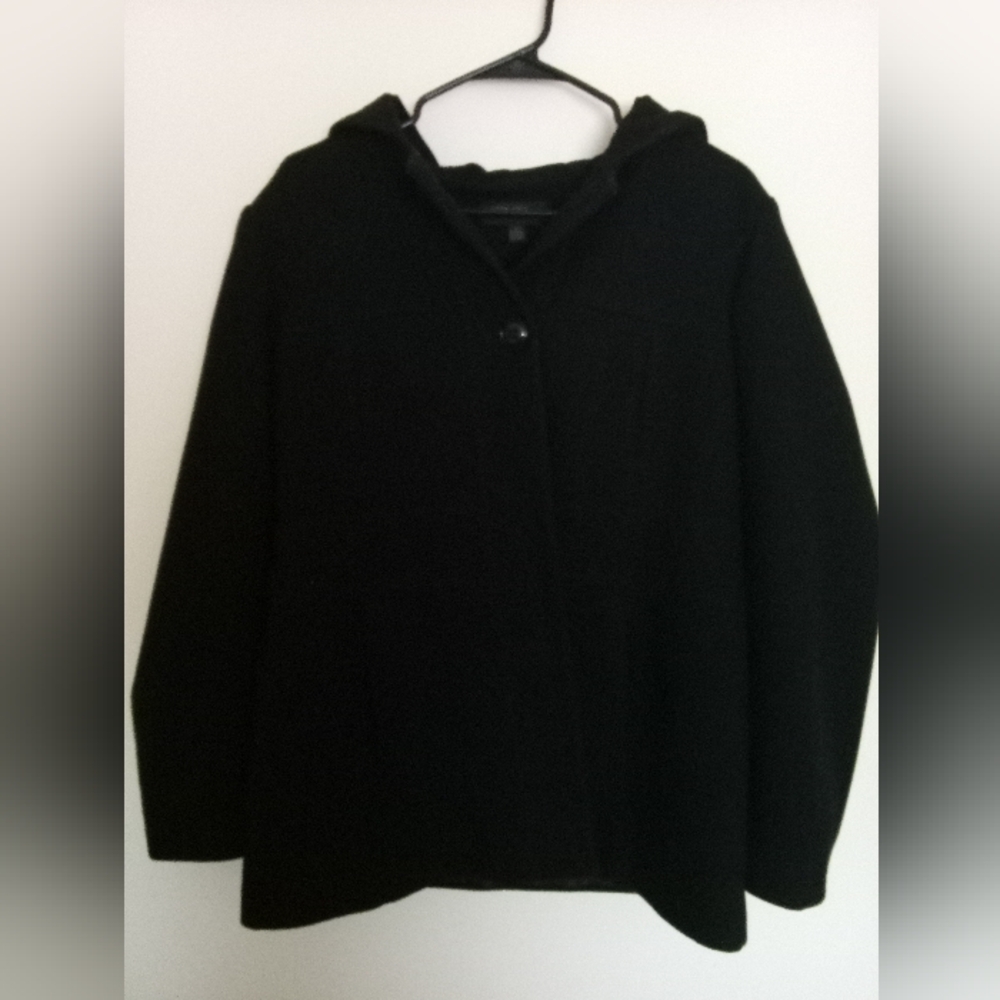 NWOT Jason Kole Women's Black Hooded Pea Coat Size L